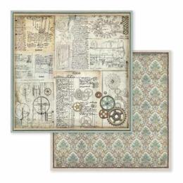 STAMPERIA - Collection VOYAGES FANTASTIQUES - Gears papier 30x30