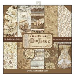 STAMPERIA - Collection OLD LACE - Kit Assortiment 10 Papiers