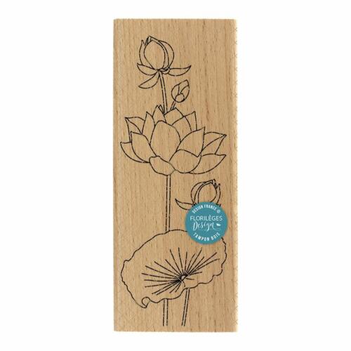 Tampon Bois Florilèges Designs - Collection SAKURA - Lotus à la Feuille