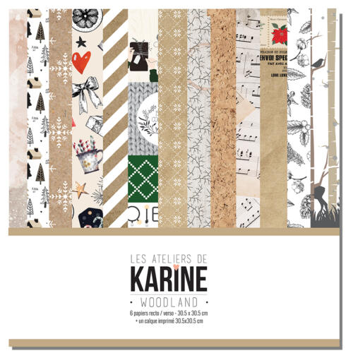 Les Ateliers de Karine - WOODLAND LE KIT - Papiers + Calque
