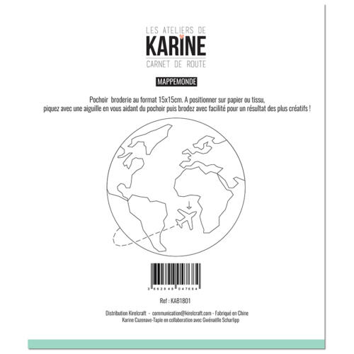 Pochoir Broderie - CARNET DE ROUTE - MAPPEMONDE - Les Ateliers de Karine