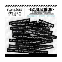 Embellissement en Acrylique: MOTS DOUX CARBONE - Florilèges Design