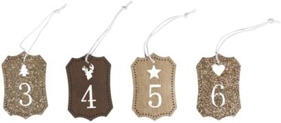 Calendrier de l'Avent - TAG BOIS Numéro Calendrier de l'Avent ( étoile et paillette )