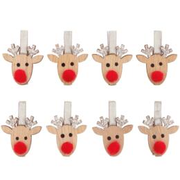 Décoration de Noël : PINCE A LINGE RENNE ARGENT