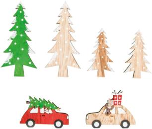 Décoration de Noël : VOITURE VINTAGE et SAPINS à coller