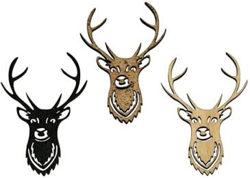 Décoration de Noël : TETE DE CERF en bois (9u)