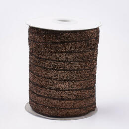 RUBAN VELOURS A PAILLETTES - Chocolat 1cm ( vendu au mètre)