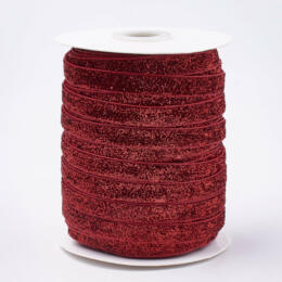 RUBAN VELOURS A PAILLETTES - Rouge 1cm ( vendu au mètre)