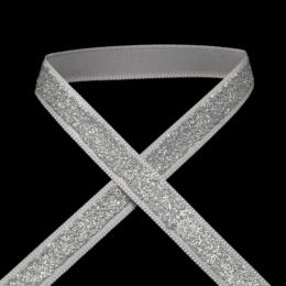 RUBAN SATIN A PAILLETTE  -  Argent 1cm ( vendu au mètre)