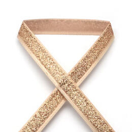 RUBAN SATIN A PAILLETTE  -  Or Rose 1cm ( vendu au mètre)