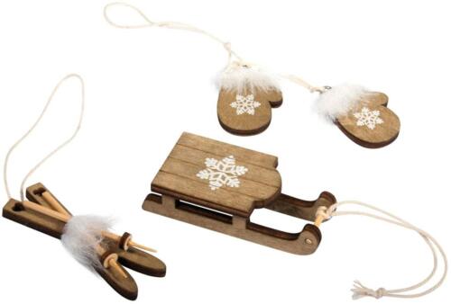 Décoration de Noël 3D : SKI, LUGE & GANTS en bois