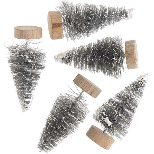 Décoration de Noël 3D : MINI SAPIN GRIS avec NEIGE (x5)