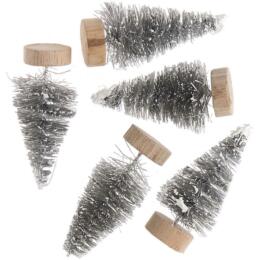 Décoration de Noël 3D : MINI SAPIN GRIS avec NEIGE (x5)