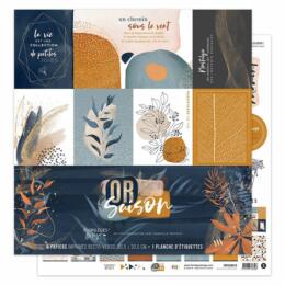 Florilèges Design - Or Saison - Le Kit de 8 Papiers + 1 planche étiquette