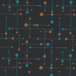 Papier Fantaisie 100% Coton - STRATEGY Indigo/Bleu Roux