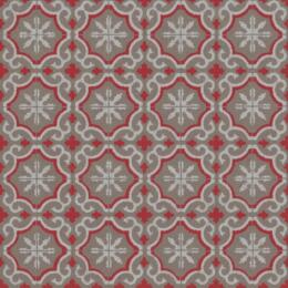 Papier Fantaisie 100% Coton - ALCAZAR Gris/Rouge 