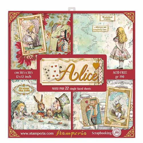 STAMPERIA - Collection ALICE - Maxi Pad Assortiment 22 Papiers