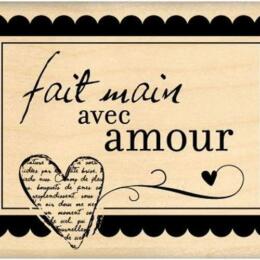 Tampon Bois : FAIT MAIN AVEC AMOUR - Florilèges Design