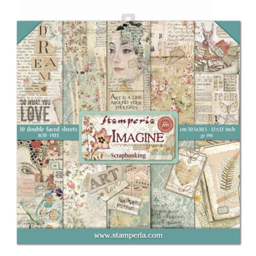STAMPERIA - Collection IMAGINE - Kit Assortiment 10 Papiers