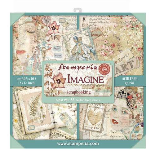 STAMPERIA - Collection IMAGINE - Maxi Pad Assortiment 22 Papiers