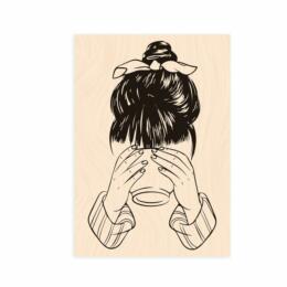 Tampons Bois - Bienvenue Chez Moi - JEUNE FILLE AU BOL -Les Ateliers de Karine
