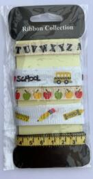 Assortiment de Rubans Gros Grain Thème ECOLE ( 5 x 0.90m )