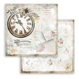 STAMPERIA - Collection ROMANTIC JOURNAL - n° 782 Clock  papier 30x30