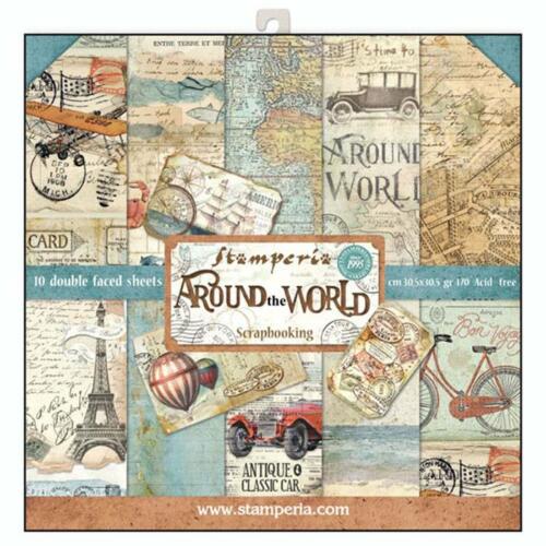 STAMPERIA - Collection AROUND THE WORLD - Kit Assortiment 10 Papiers
