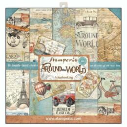 STAMPERIA - Collection AROUND THE WORLD - Kit Assortiment 10 Papiers