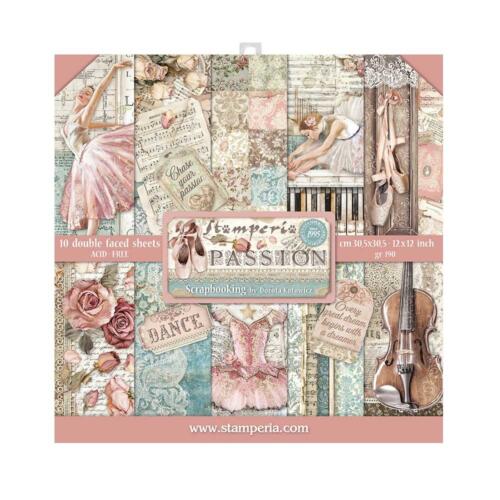 STAMPERIA - Collection PASSION - Kit Assortiment 10 Papiers
