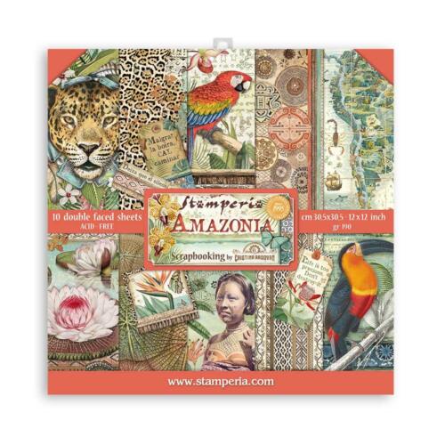STAMPERIA - Collection AMAZONIA - Kit Assortiment 10 Papiers