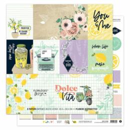 Florilèges Design - DOLCE VITA - Le Kit de 8 Papiers + Etiquettes à découper 