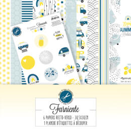 Mes P'tits Ciseaux - FARNIENTE LE KIT  ( 6 Papiers + 1 Planche Etiquette à découper )