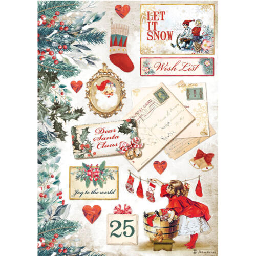PAPIER DE RIZ -  Stampéria DFSA4614 ROMANTIC CHRISTMAS Let It