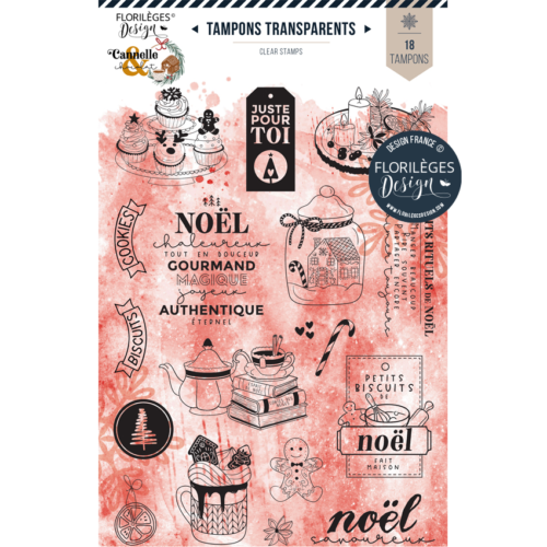 Tampon Clear Florilèges Design - NOEL SAVOUREUX - Collection Cannelle & Chocolat