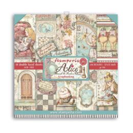 STAMPERIA - Collection ALICE - Kit Assortiment 10 Papiers