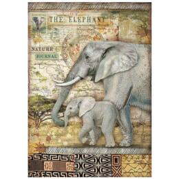 PAPIER DE RIZ -  Stampéria DFSA4684 SAVANA Elephant