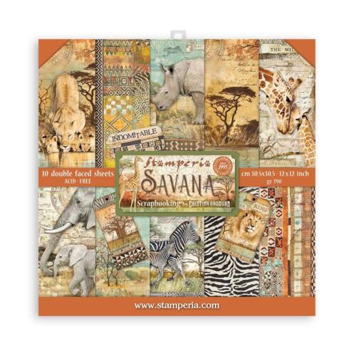STAMPERIA - Collection SAVANA - Kit Assortiment de 10 Papiers