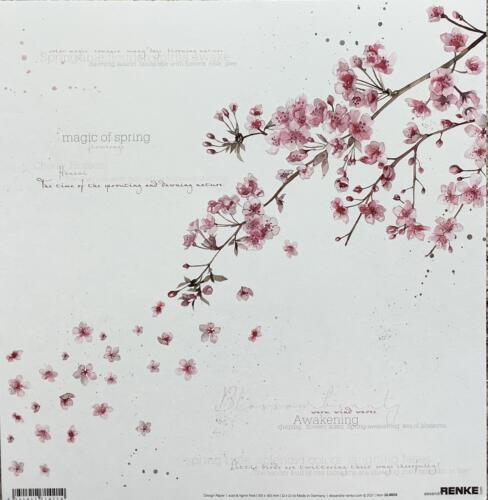 Alexandra Renke - Papier Scrap "Fleurs Cerisiers" n°10.880X