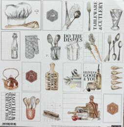 Alexandra Renke - Papier Scrap "Petites Vignettes Cuisine" n°10.976