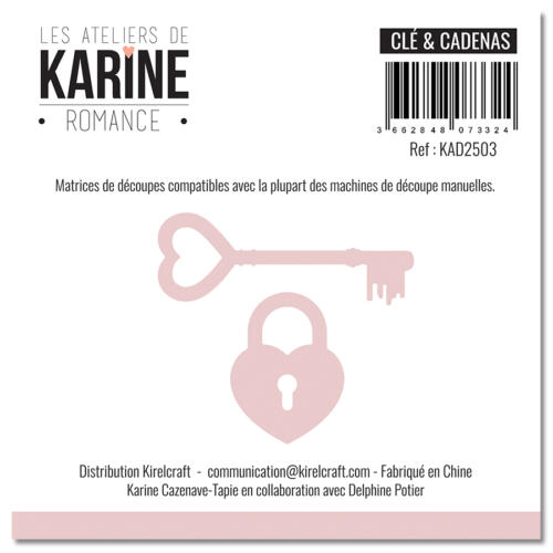 Dies Découpe Les Ateliers de Karine - Matrice de découpe  CLE & CADENAS - Collection ROMANCE 
