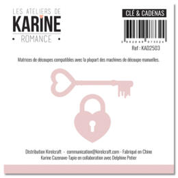 Dies Découpe Les Ateliers de Karine - Matrice de découpe  CLE & CADENAS - Collection ROMANCE 