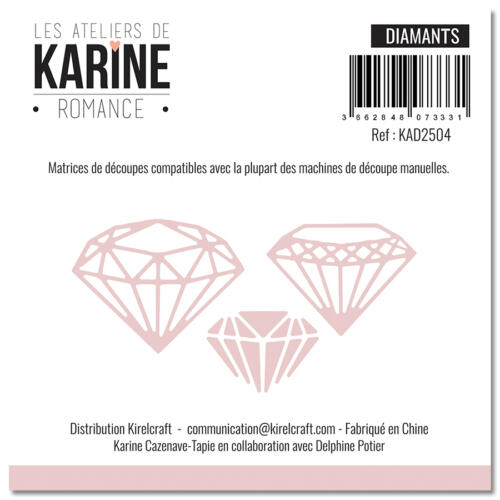 Dies Découpe Les Ateliers de Karine - Matrice de découpe DIAMANDS - Collection ROMANCE