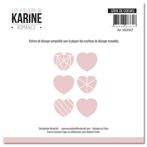 Dies Découpe Les Ateliers de Karine - Matrice de découpe SERIE DE COEURS - Collection ROMANCE