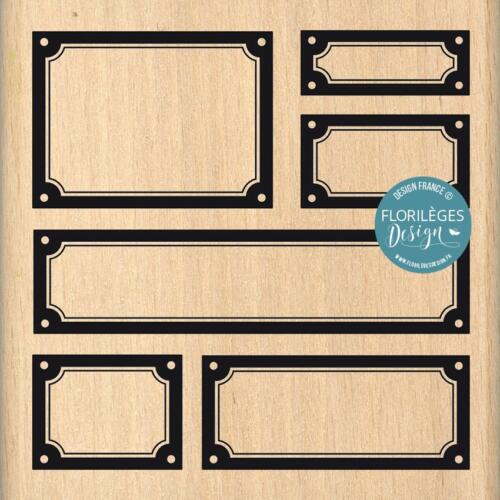 Tampon Bois - ETIQUETTES MULTIPLES - Collection LIBERTY - Florilèges Design
