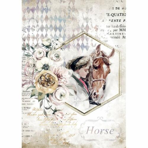 PAPIER DE RIZ -  Stampéria DFSA4580 ROMANTIC HORSES LADY FRAME