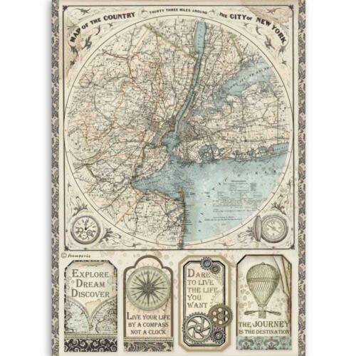 PAPIER DE RIZ -  Stampéria DFSA4515 SIR VAGABOND MAP OF NEW YORK