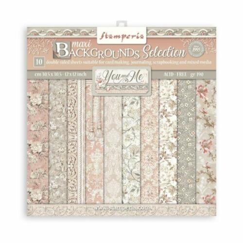 STAMPERIA - Collection YOU AND ME BACKGROUNDS - Kit Assortiment de 10 Papiers