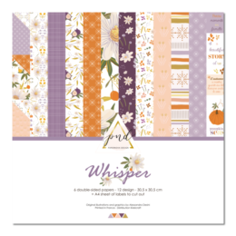 Paper Nova Design  - Le Kit de la collection WHISPER ( 6 Papiers Imprimés + 1 Planche d'étiquette) 