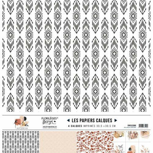Florilèges Design - Kit CALQUES ARIZONA - Assortiment Papiers Calque Imprimés 